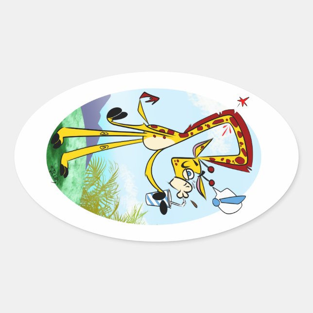 Sticker Ovale KINK IN MY BOIRE GIRAFFE par Jeff Willis Art (Devant)