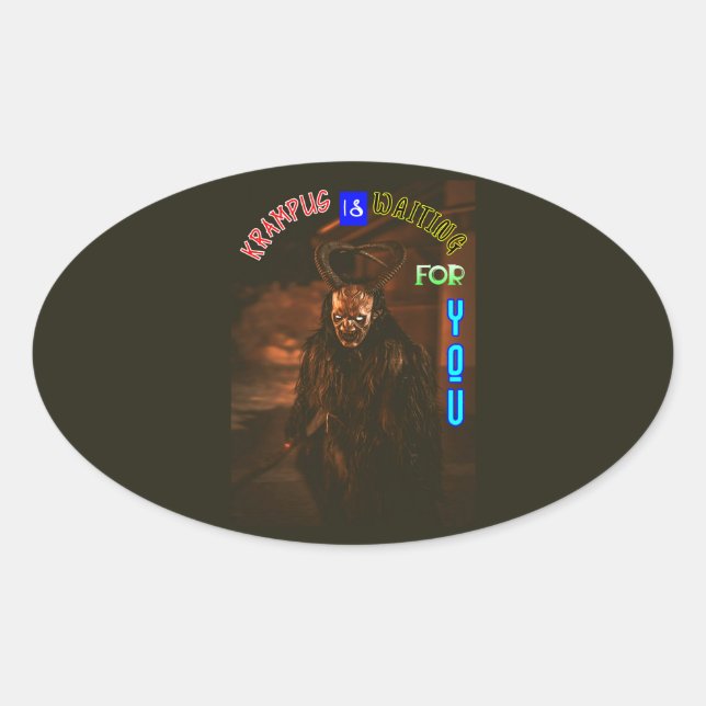 Sticker Ovale Krampus Vous Attend Décembre Krampusnacht (Devant)