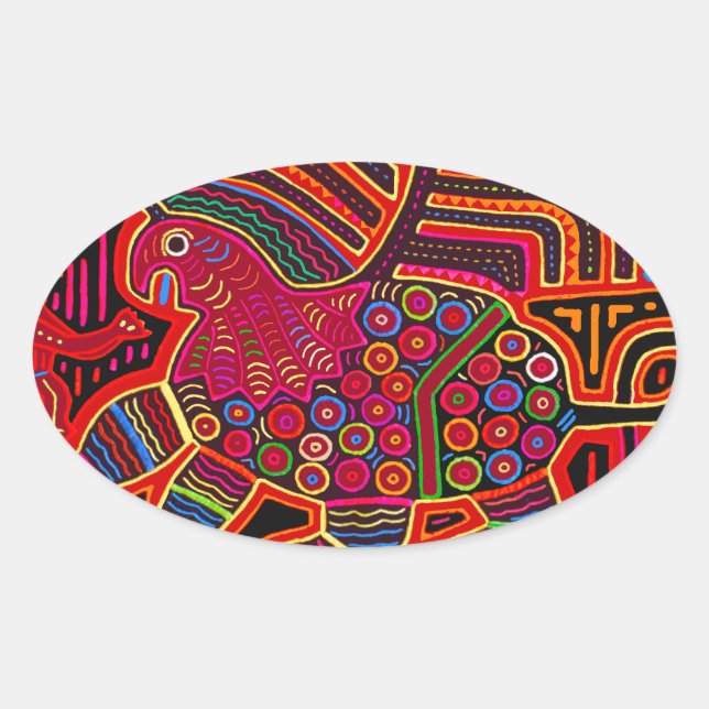 Sticker Ovale Kuna Indian Dragon Mola Amiable (Devant)