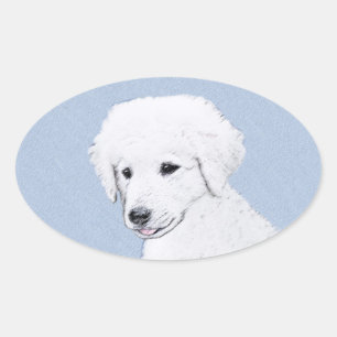 Sticker Ovale Kuvasz Peinture - Cute Original Chien Art