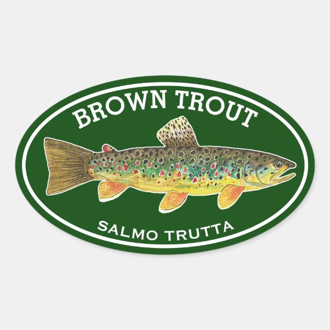 Sticker Ovale La Belle Truite Brune (Devant)