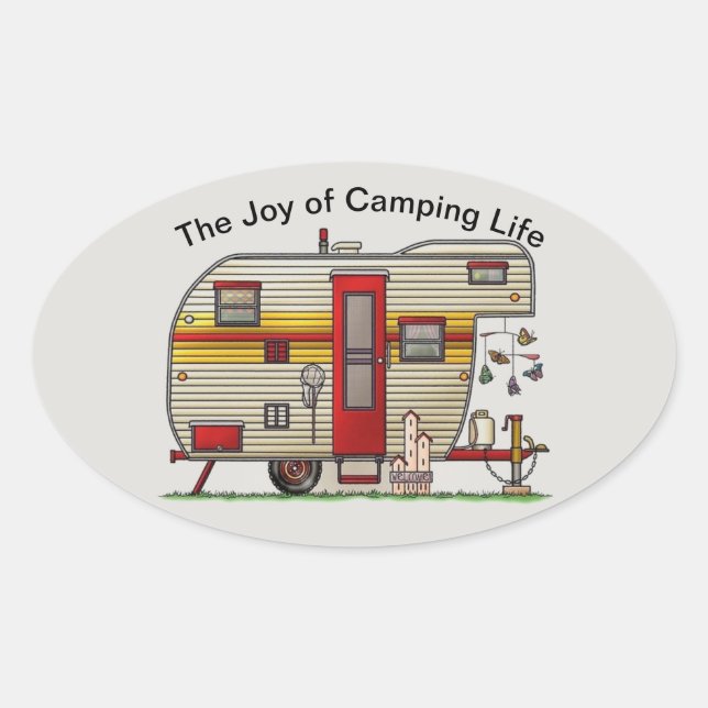Sticker Ovale La Joie du Camping Life Trailer (Devant)