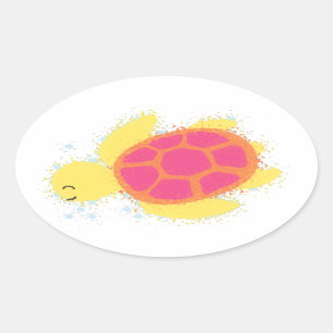 Sticker Ovale La jolie tortue de mer