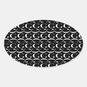 Sticker Ovale La lettre initiale G de monogramme, choisissent la