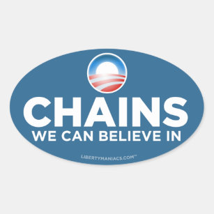 Sticker Ovale La parodie d'Obama enchaîne l'autocollant