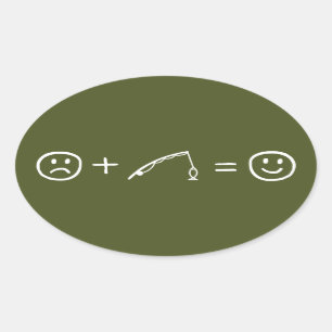 Sticker Ovale La Pêche Vous Rend Heureux