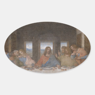Sticker Ovale La peinture murale 1490s en retard de Leonardo da