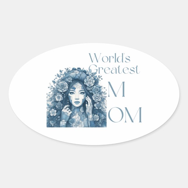 Sticker Ovale La plus grande maman du monde (Devant)