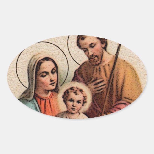 Sticker Ovale La Sainte Famille - Jésus, Marie et Joseph (Devant)