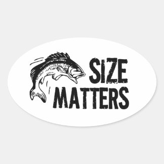 Sticker Ovale La Taille Compte ! Amusant design de pêche