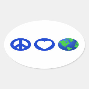 Sticker Ovale La terre d'amour de paix