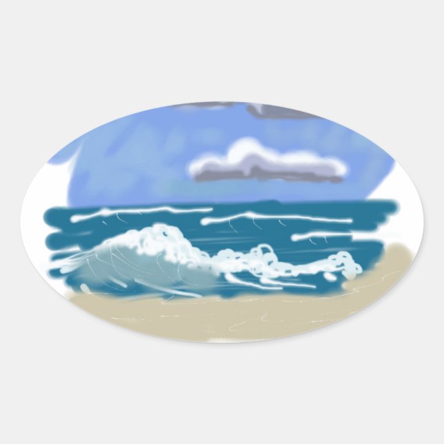 Sticker Ovale La vie est meilleure à la plage (Devant)