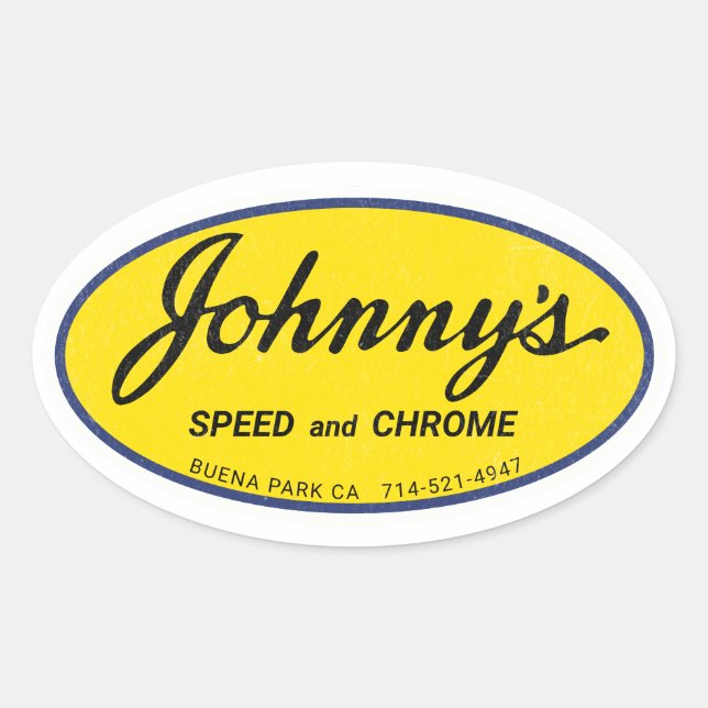Sticker Ovale La vitesse et le chrome de Johnny (Devant)