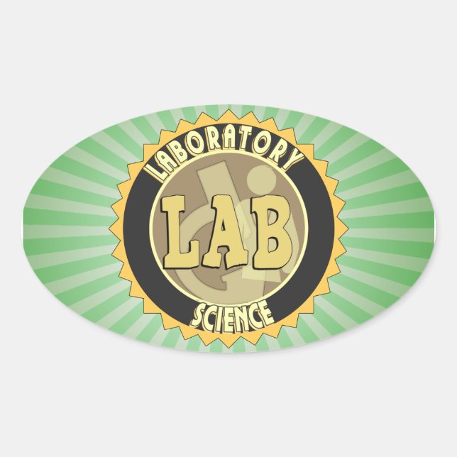 STICKER OVALE LAB BADGE LABORATOIRE SCIENCE (Devant)