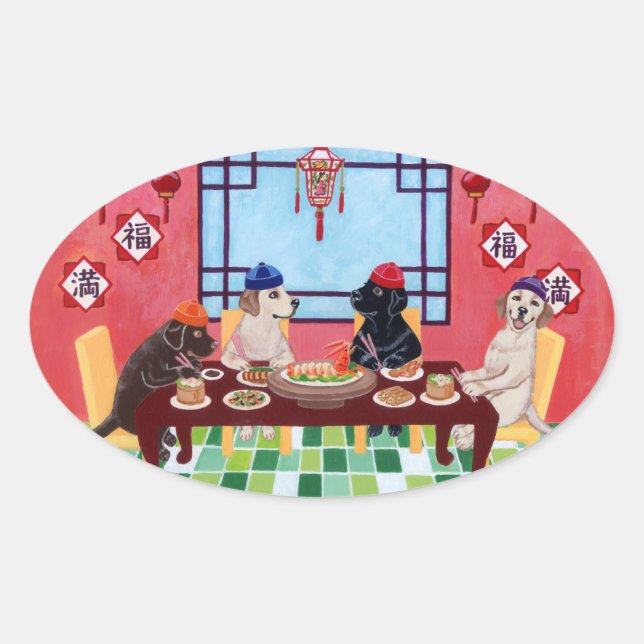 Sticker Ovale Labrador Chinese Restaurant (Devant)