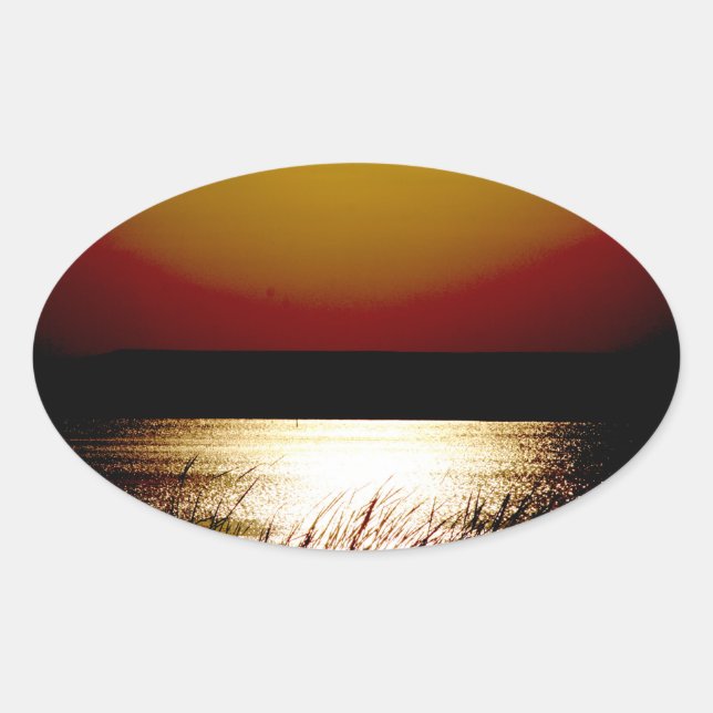 Sticker Ovale Lac Sunset (Devant)