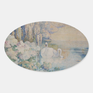 Sticker Ovale Lac Swan