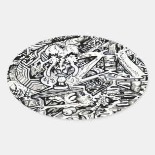 Sticker Ovale L'Adept, ou une Transfiguration Freakish