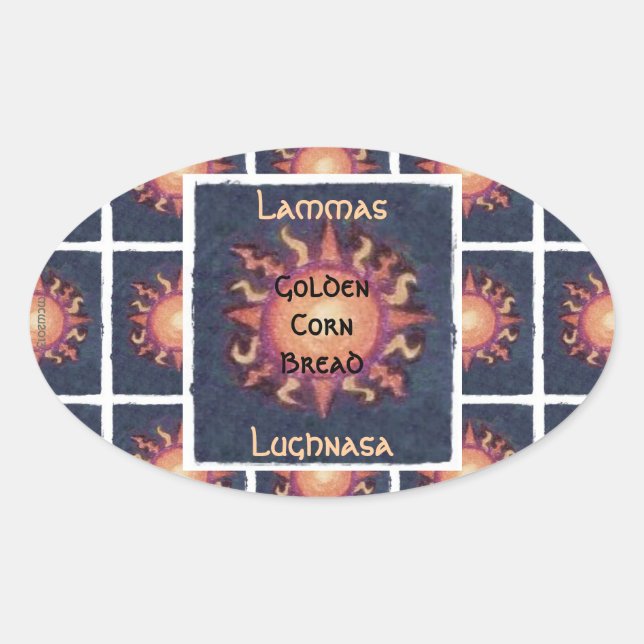 Sticker Ovale Lammas/Lughnasa Sun Harvest Pagan (Devant)