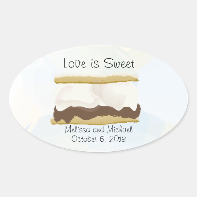 Sticker Ovale L'Amour Des Smores Est Doux (Devant)