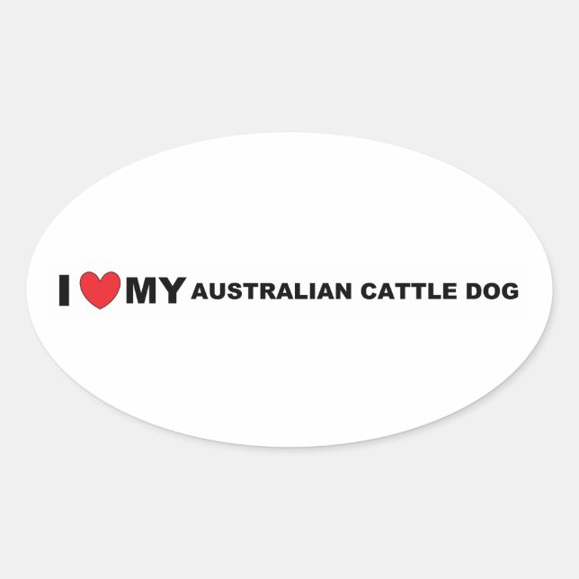 Sticker Ovale l'amour du chien de bétail australien (Devant)