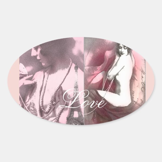 Sticker Ovale L'amour est comme un rose sauvage (Devant)