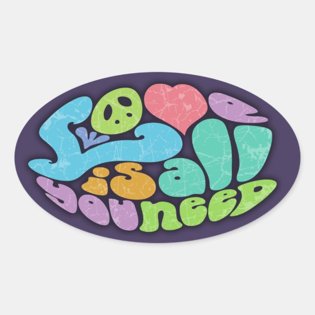 Sticker Ovale L'amour est tout ce dont vous avez besoin II (Devant)