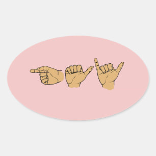 STICKER OVALE LANGUE DES SIGNES GAY