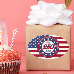 Sticker Ovale L'anniversaire des 250 ans de l'Amérique avec le d
