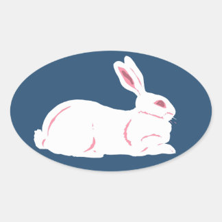 Sticker ovale lapin blanc