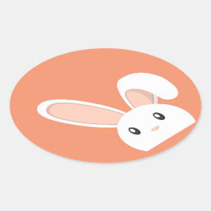 Sticker Ovale Lapin de Pâques piaulant