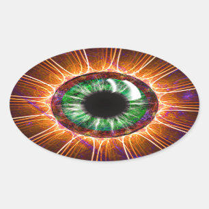 Sticker Ovale L'art fractal des yeux de Tesla