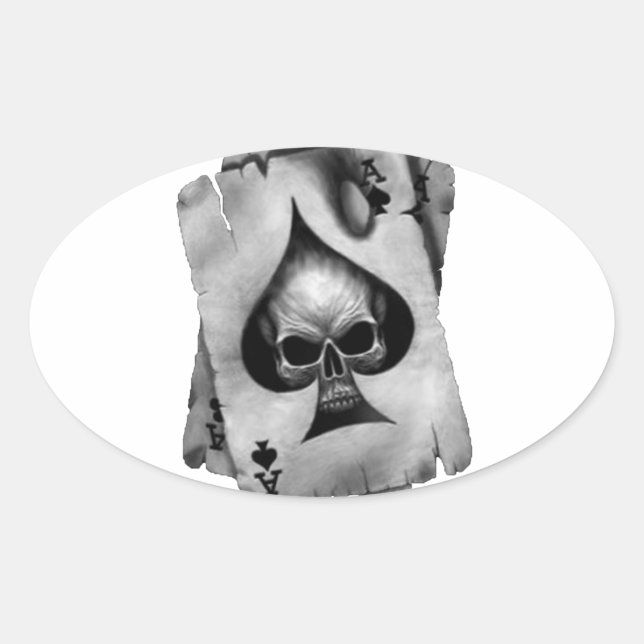 Sticker Ovale L'as des pique crâne (Devant)