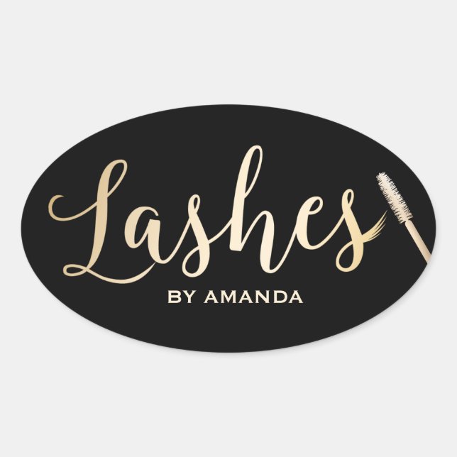 Sticker Ovale Lashes Gold Script Artiste maquillage moderne (Devant)