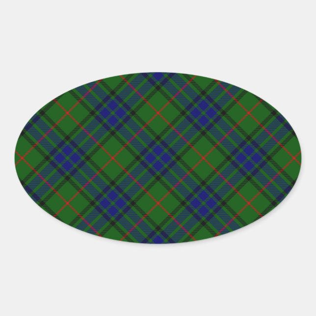 Sticker Ovale Lauder tartan bleu vert plaid (Devant)