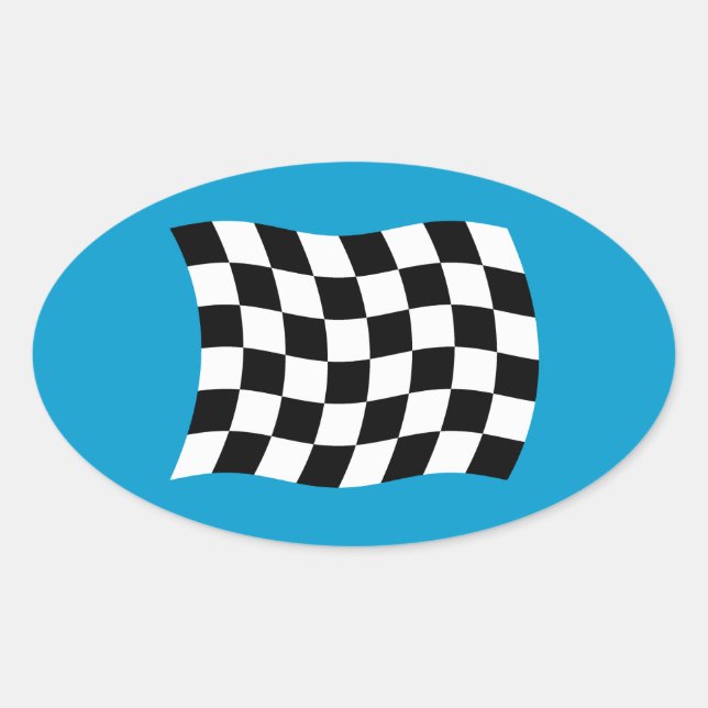 Sticker Ovale L'autocollant Drapeau à damier (Devant)