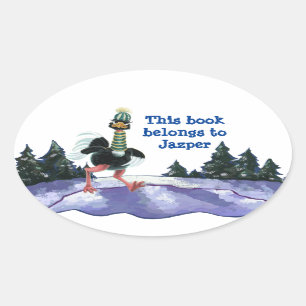 Sticker Ovale L'autruche arctique à la course