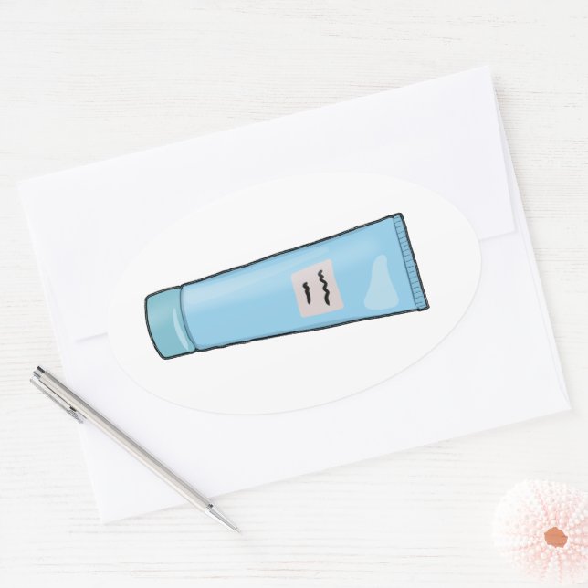 Sticker Ovale Laver le visage Baby Tube bleu (Enveloppe)