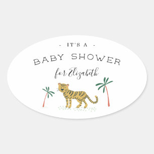 Sticker Ovale Le Baby shower de la jungle luxuriante