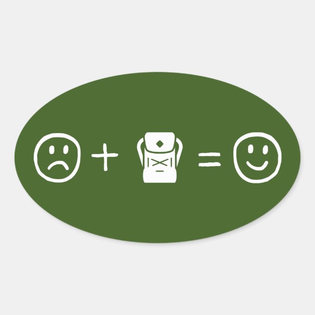 Sticker Ovale Le Backpacking Vous Rend Heureux (Devant)