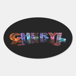 Sticker Ovale Le beau nom Cheryl dans les lumières 3D