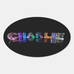Sticker Ovale Le Charlie nommé dans les lumières 3D