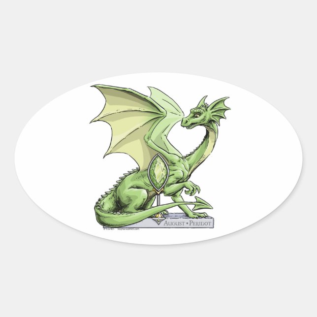 Sticker Ovale Le dragon de pierre de naissance d’août : Peridot (Devant)