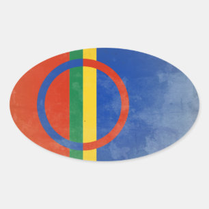 Sticker Ovale Le drapeau des Samis