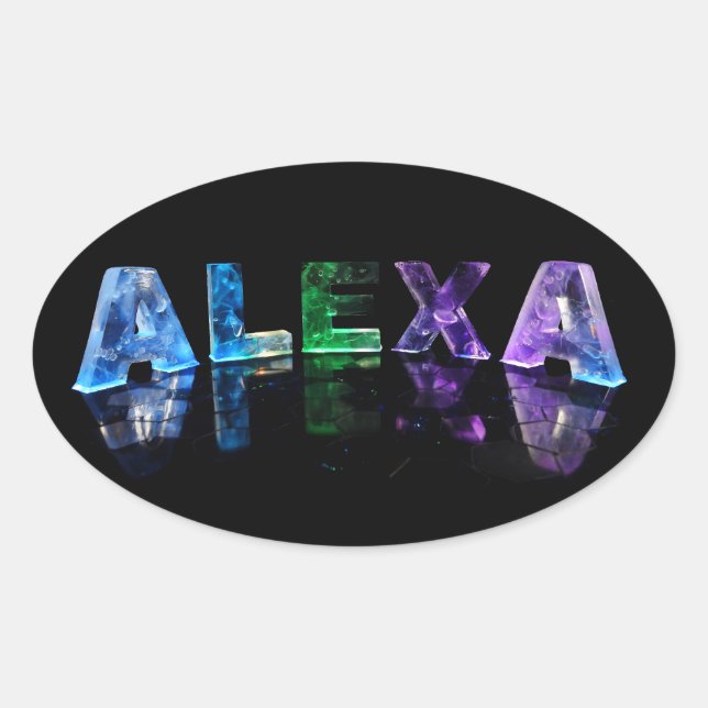Sticker Ovale Le nom Alexa en lumières (Devant)
