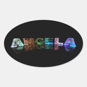 Sticker Ovale Le nom Angela en lumières