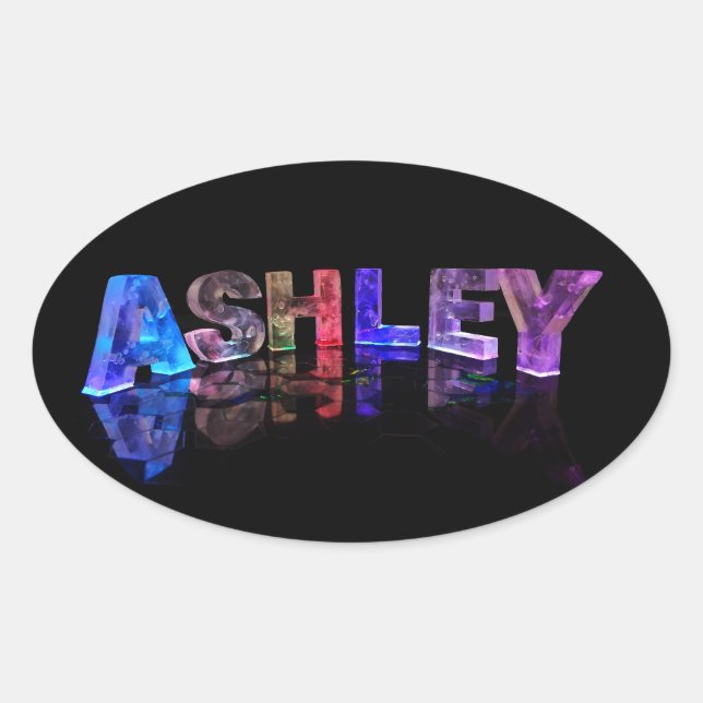 Sticker Ovale Le nom Ashley dans les lumières 3D (Devant)