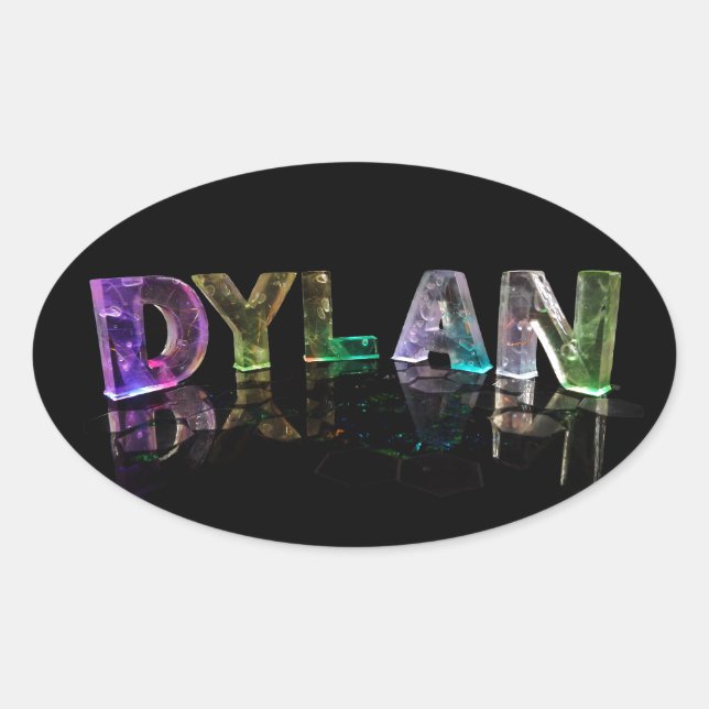 Sticker Ovale Le nom Dylan en lumières 3D (photo) (Devant)