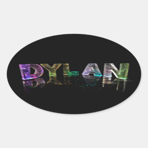 Sticker Ovale Le nom Dylan en lumières 3D (photo)