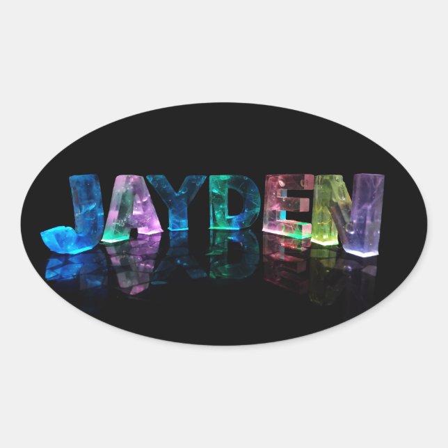 Sticker Ovale Le nom Jayden en lumières 3D (photo) (Devant)